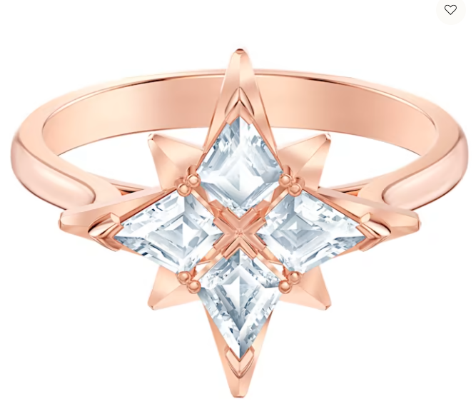 Anillo Swarovski estrella cristales oro rosa talla 6