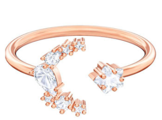 Anillo Swarovski abierto cristal oro rosa ajustable