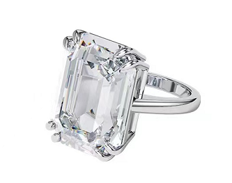 Anillo Millenia solitario cristal octagonal rodio