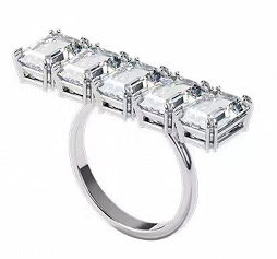 Anillo Millenia fila 5 cristales octagonales rodio