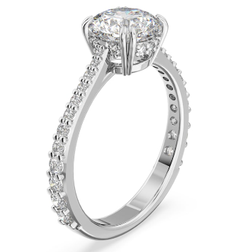 Anillo solitario pavé cristal redondo rodio