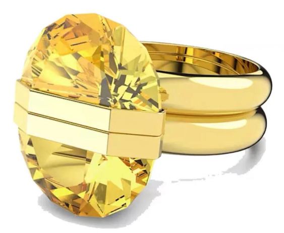 Anillo Lucent cristal ovalado amarillo marco oro