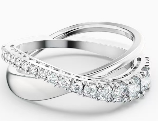 Anillo Swarovski Ondas Cruzadas Pavé Rodio