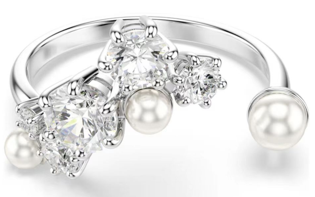 Anillo Swarovski Perlas y Cristales Abierto