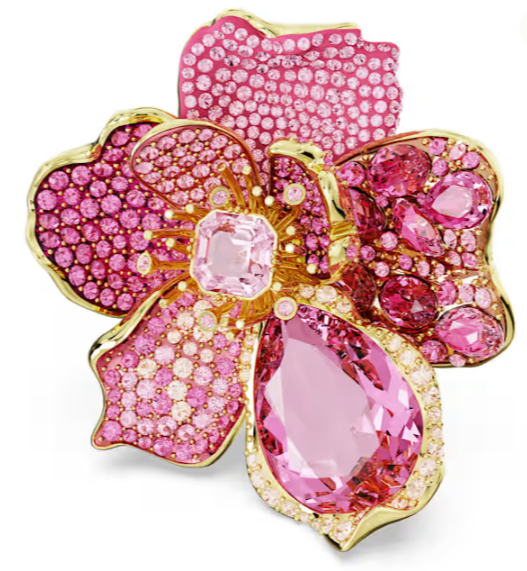 Anillo Swarovski Flor Grande Pavé Rosa
