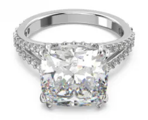 Anillo Swarovski Solitario Cojín Dorado