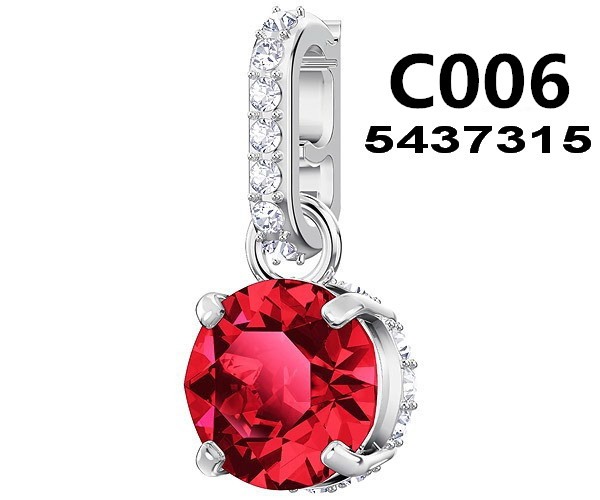 Charm Swarovski Solitario Rojo Rubí