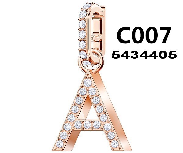 Charm Colgante Letra A Cristales Tono Oro Rosa
