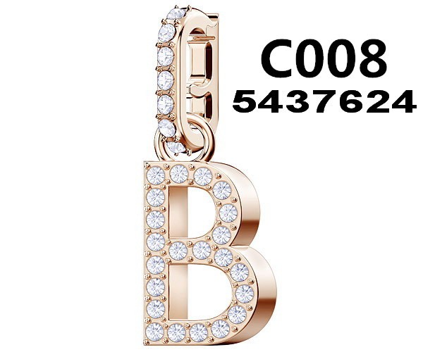 Charm letra B pavé tono oro rosa