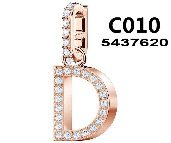 Charm letra D pavé cristales tono oro rosa
