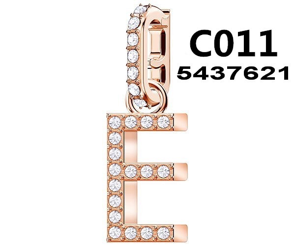 Charm letra E pavé tono oro rosa
