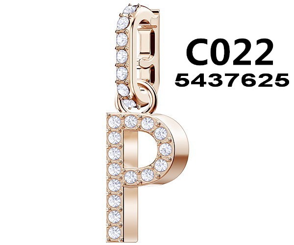 Charm letra P pavé tono oro rosa