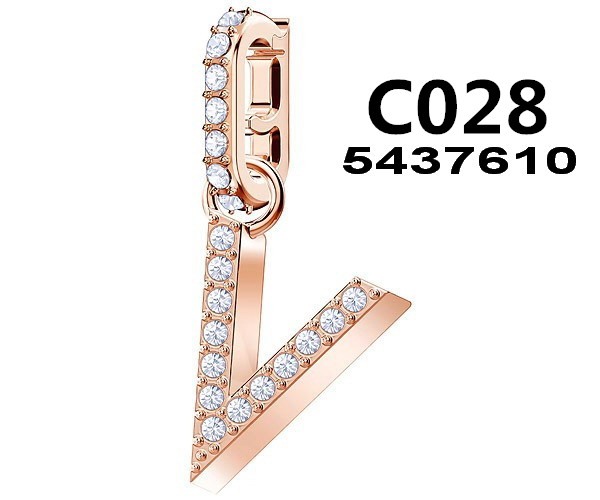 Charm Letra V Oro Rosa Pavé