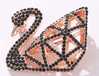 Broche Swarovski Cisne Origami Cristal Negro