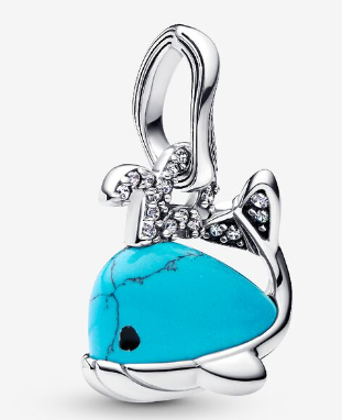 Charm colgante ballena turquesa con cola pavé