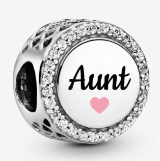 Charm Pandora Medallón Aunt Corazón Rosa Pavé