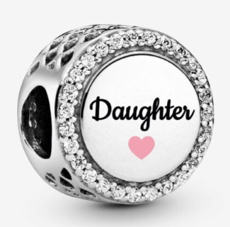 Charm Pandora Medallón Daughter Corazón Rosa Pavé