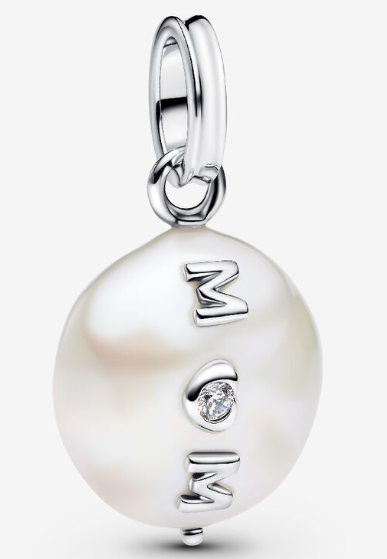 [793783C01] Charm colgante perla grabado MOM con circonia
