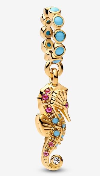 [763895C01] Charm Colgante Caballito de Mar Turquesa