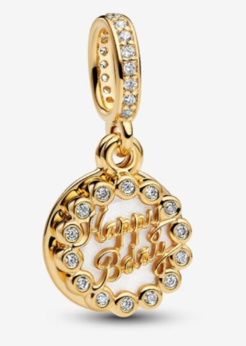 Charm Pandora Happy Birthday Pavé Dorado