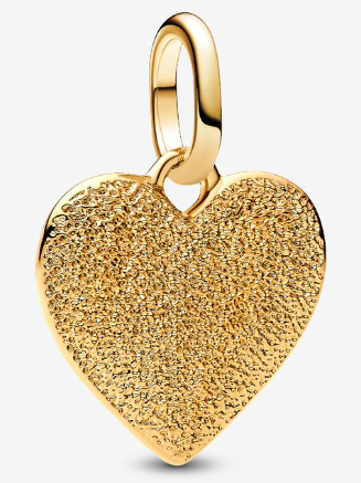[763824C00] Charm Pandora Corazón Textura Brillante Dorado