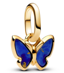 [763825C01] Charm Mariposa Azul Bañado en Dorado