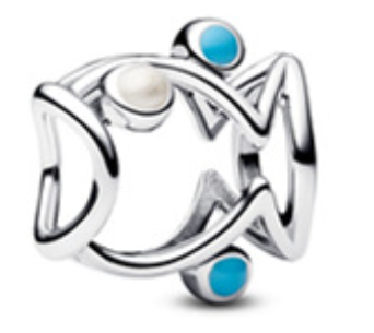 [793819C01] Charm silueta de pez con turquesa y perla
