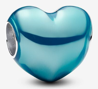[793337C06] Charm Pandora corazón metalizado turquesa