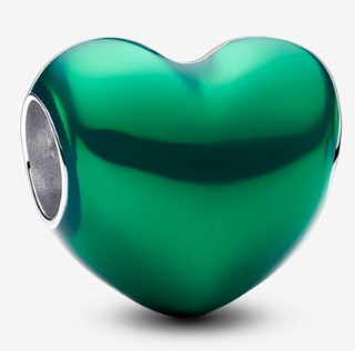 [793337C07] Charm Pandora corazón metalizado verde