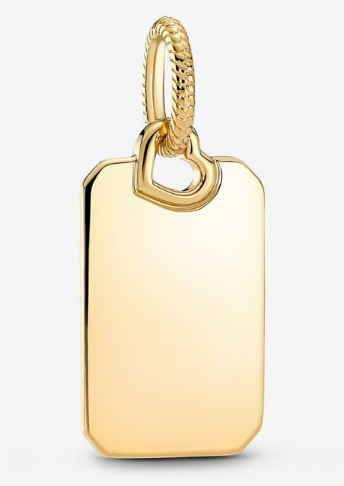 Charm Pandora Placa Rectangular Baño Dorado
