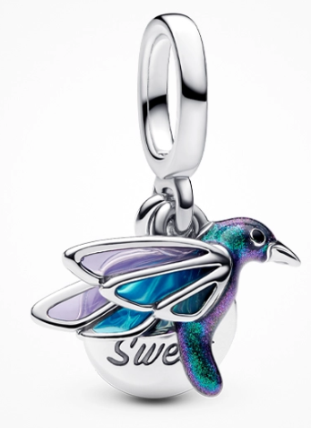 [791679C01] Charm colgante pájaro alas esmalte azul y violeta Pandora