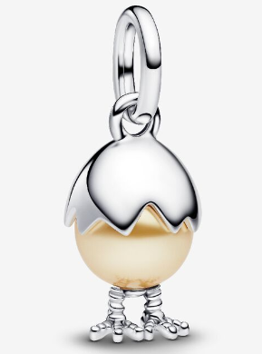 Charm colgante huevo agrietado con baño dorado