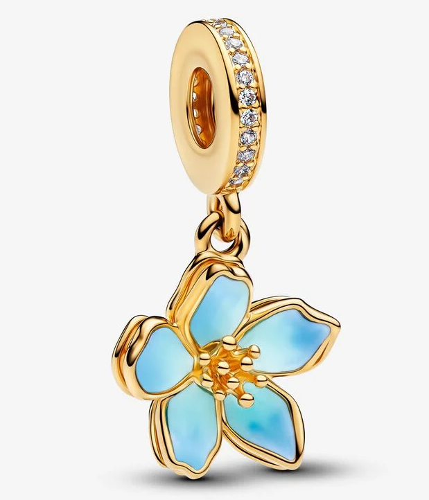 [760667C01] Charm colgante flor esmalte azul dorado