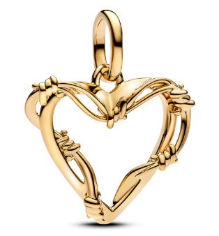 [762526C00] Charm colgante corazón abierto entrelazado dorado