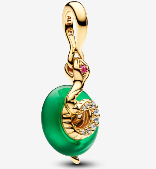 Charm Pandora Serpiente Piedra Verde