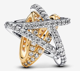 Charm Pandora Aros Cruzados Pavé Bicolor