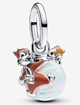 [793532C01] Charm colgante Chip y Dale sobre esfera nácar Disney Pandora
