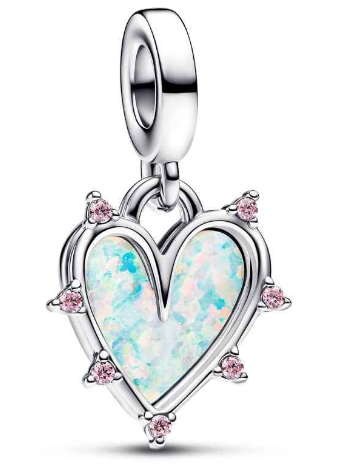Charm colgante corazón nácar y circonias rosa Pandora