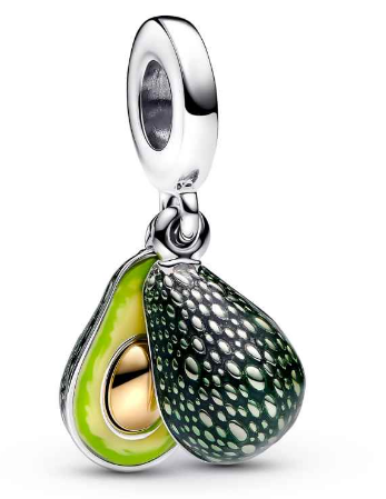 [763405C01] Charm colgante aguacate bicolor esmalte plata