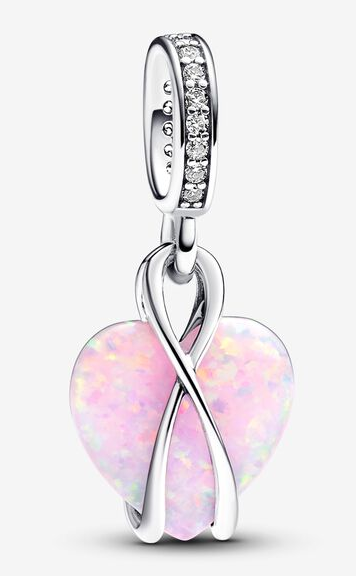 [793202C01] Charm Pandora corazón ópalo rosa con cinta