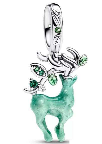 Charm Pandora ciervo esmalte verde