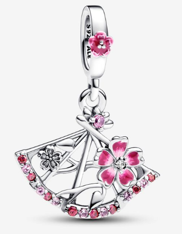 Charm Pandora abanico floral rosa