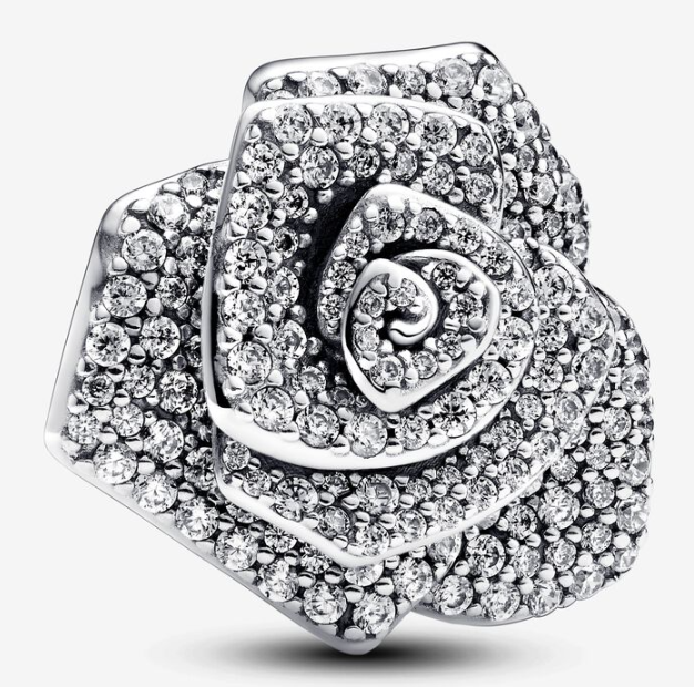Charm Pandora rosa pavé transparente
