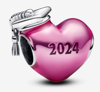 Charm corazón graduación 2024 rosa metálico Pandora