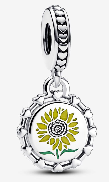 Charm colgante Pandora girasol esmalte amarillo