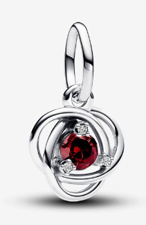 Charm colgante Pandora nudo espiral piedra roja