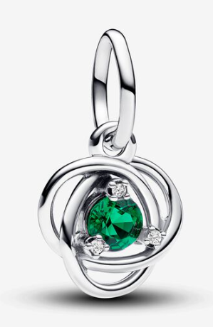 [793125C05] Charm colgante Pandora nudo espiral piedra verde