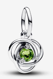 Charm Pandora colgante remolino piedra verde