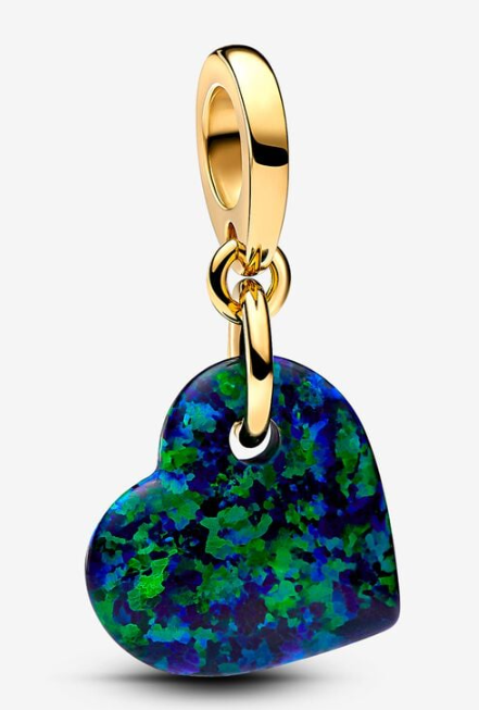 Charm colgante corazón efecto ópalo dorado