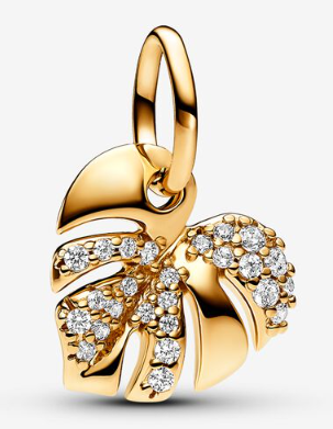[763349C01] Charm colgante hoja monstera pavé dorado